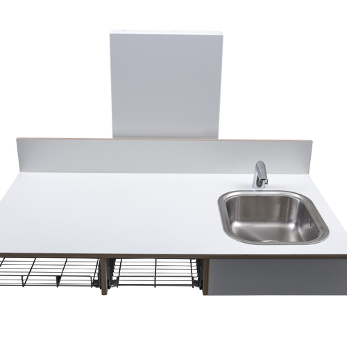 ST puslebord, 140x90 cm med ilagt vask (40x34 cm), højre,