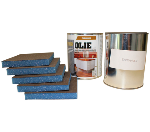 Maintenance set for solid beech tabletops