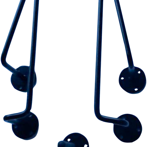 Taburet/stoleophæng h. 80mm.  asymetrisk. Med 90 mm. stop .Sort