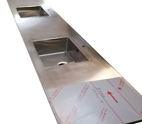 Stålbordplade med 3 x ST500 vaske