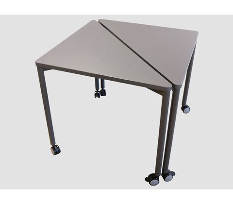 Triangle table with wheels