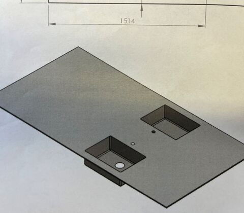Stålbordplader med vaske
